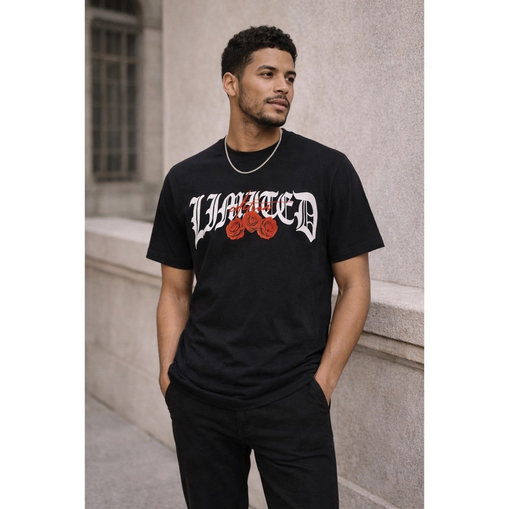 RGSTR Limited Edition Rose Graphic T-Shirt Small Black Gothic Streetwear Mens‎